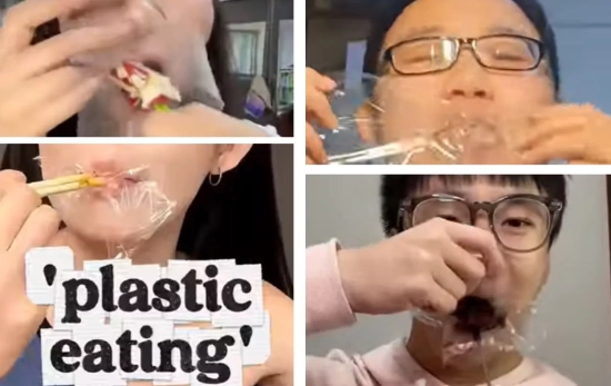 La peligrosa práctica del 'plastic eating' popular entre los jóvenes de China/ @Tiktok La peligrosa práctica del 'plastic eating' popular entre los jóvenes de China/ @Tiktok