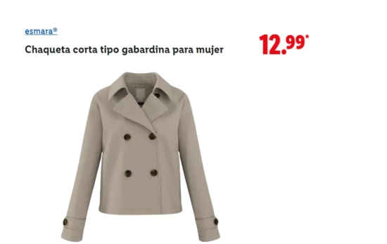 Chaqueta corta tipo gabardina para mujer/ LIDL Chaqueta corta tipo gabardina para mujer/ LIDL