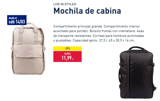 Mochila de cabina/ ALDI Mochila de cabina/ ALDI