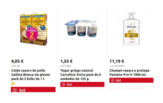 Ejemplos de artículos que gozan del 3x2/ CARREFOUR Ejemplos de artículos que gozan del 3x2/ CARREFOUR