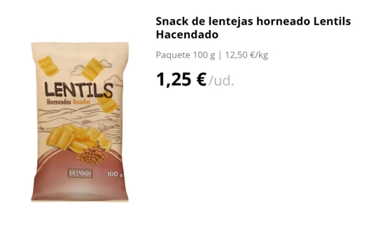 Snack lentejas/ MERCADONA Snack lentejas/ MERCADONA