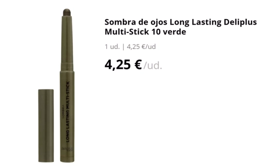 Sombra de ojos Long Lasting Deliplus Multi-Stick 10 verde/ MERCADONA Sombra de ojos Long Lasting Deliplus Multi-Stick 10 verde/ MERCADONA