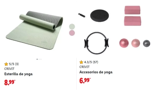 Accesorios yoga y pilates de la marca Crivit/ LIDL Accesorios yoga y pilates de la marca Crivit/ LIDL