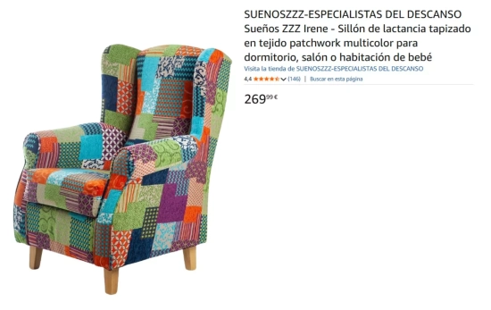 Sillón orejero patchwork/ AMAZON Sillón orejero patchwork/ AMAZON
