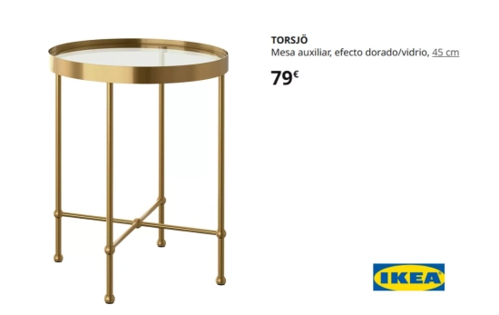 Mesilla auxiliar retro en metal dorado/ IKEA Mesilla auxiliar retro en metal dorado/ IKEA